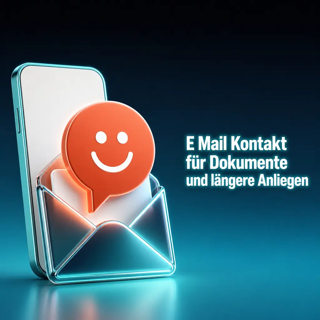 E-Mail-Kontakt für Supportanliegen mit Dokumenten, Anhängen und sicherer Prüfung durch passende Abteilungen