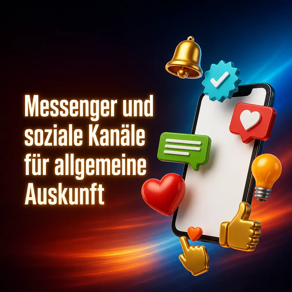 Übersicht zu Messenger- und Social-Media-Kanälen für allgemeine Auskünfte und sichere Kundenkommunikation