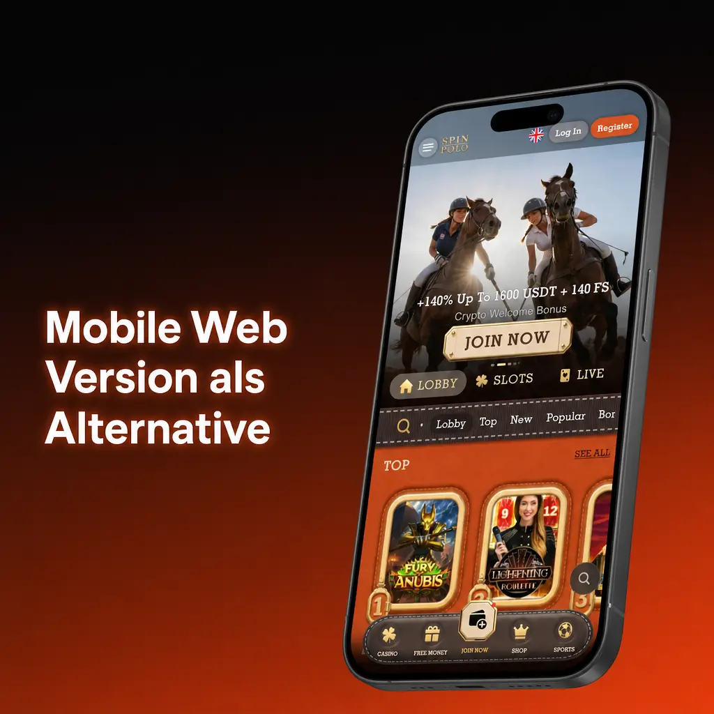 Mobile Web Version als App-Alternative für Casino, Sportwetten und Konto im Browser auf Smartphone und Tablet
